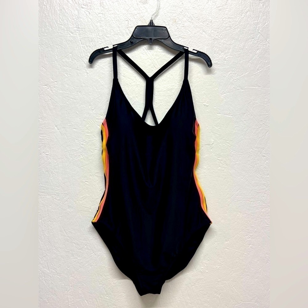 All In Motion Women's Racerback Side Stripe One Piece Swimsuit - XL